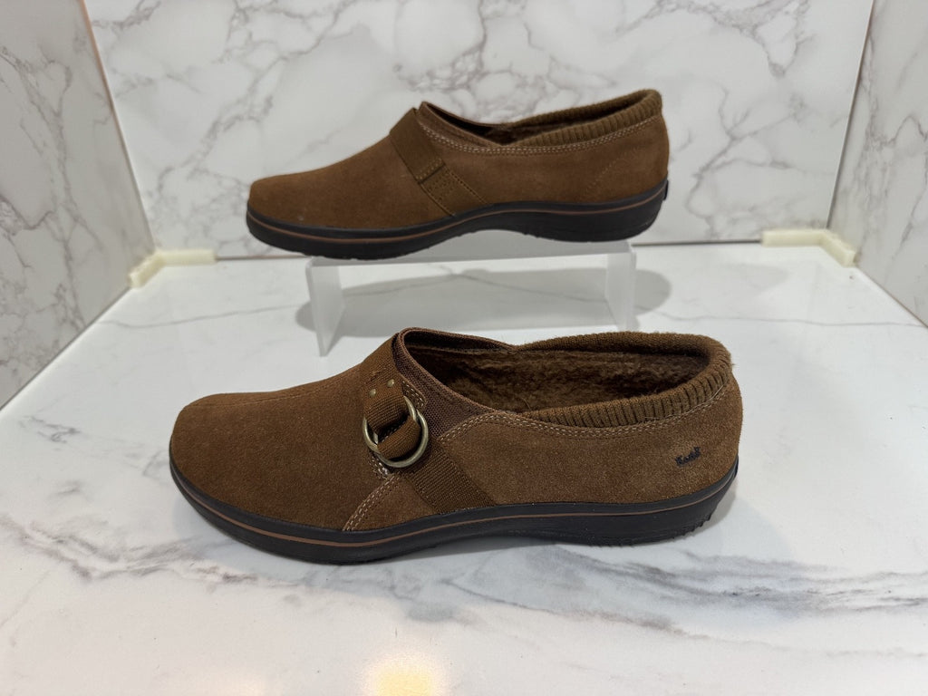 Keds Spring Steps  Woman's Suede Slip on Shoe Tread Softly, Brown, Size 8.5