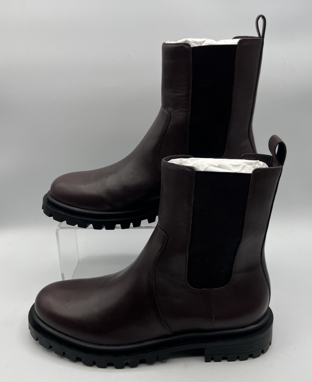 Arezzo Bota Salto Baixo Couros Atanado Soft Grape Brown Leather NIB Size 7.5 003