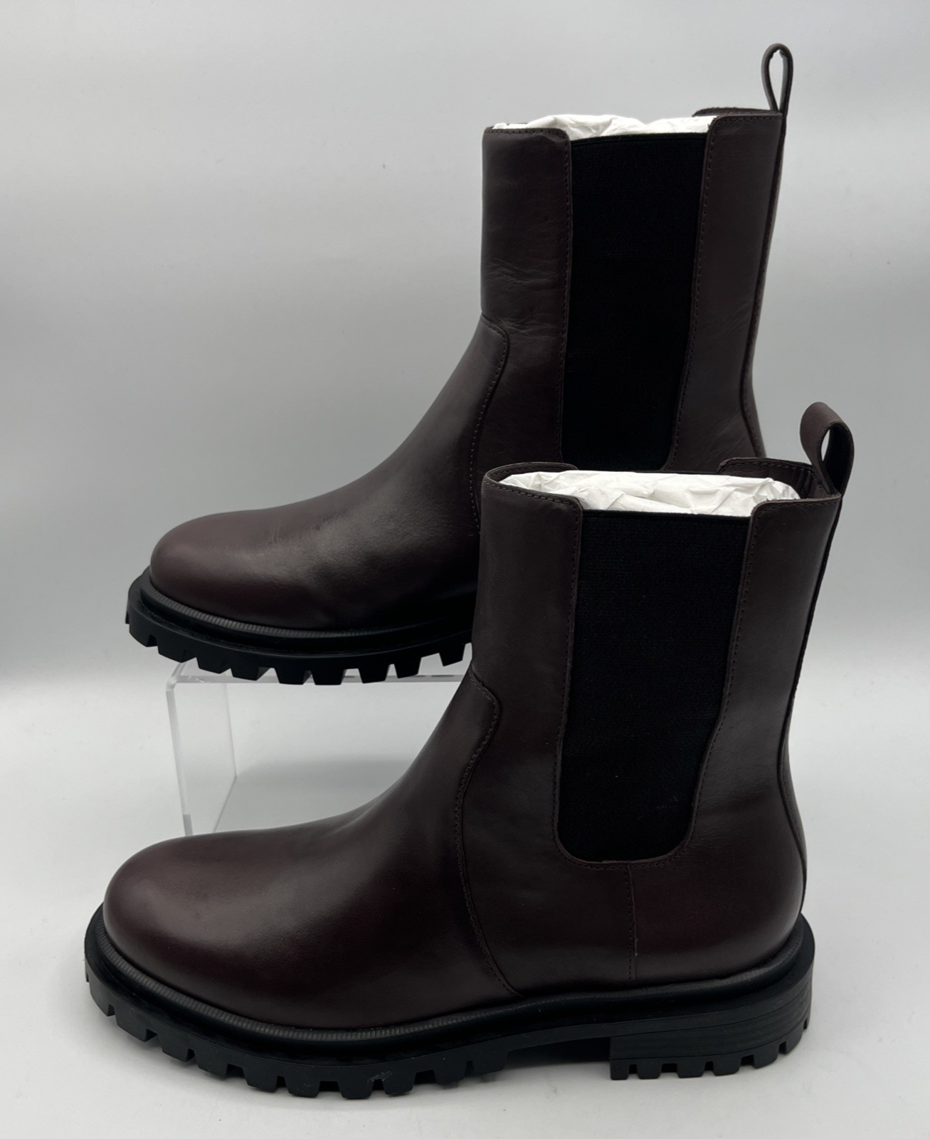 Arezzo Bota Salto Baixo Couros Atanado Soft Grape Brown Leather NIB Size 7.5 003