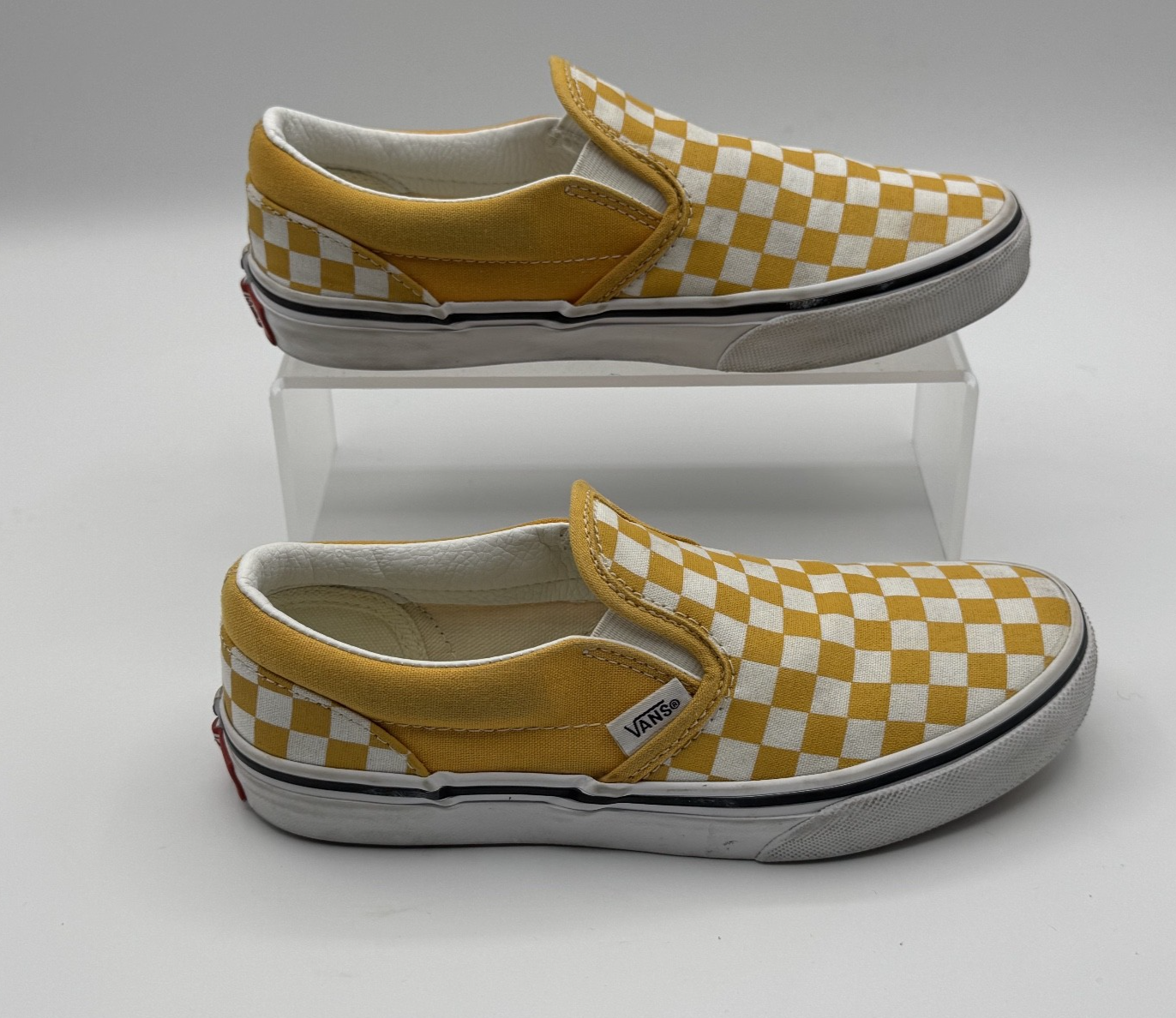 Vans Slip-On Kids Size 3 Checkerboard Yellow, Pre-owned, Excellent
