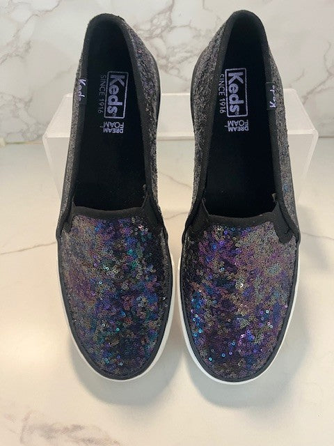 Keds Women's Double Decker Slip-on Sequin Sneak Dream Foam Foot Bed Size 7, NWOB