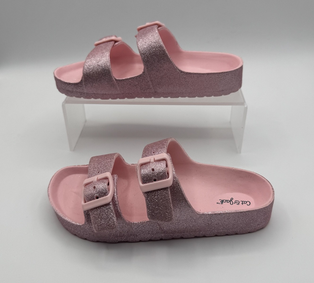 Cat & Jack Girls Summer Sandal, Pink Glitter, Size 13, Beach, Pool, Open Toe NEW