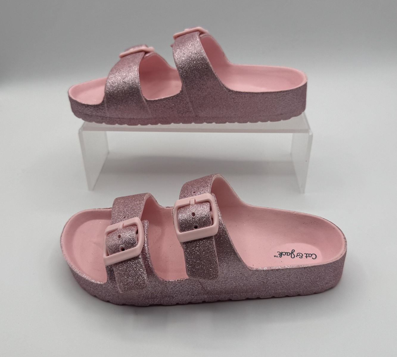 Cat & Jack Girls Summer Sandal, Pink Glitter, Size 13, Beach, Pool, Open Toe NEW