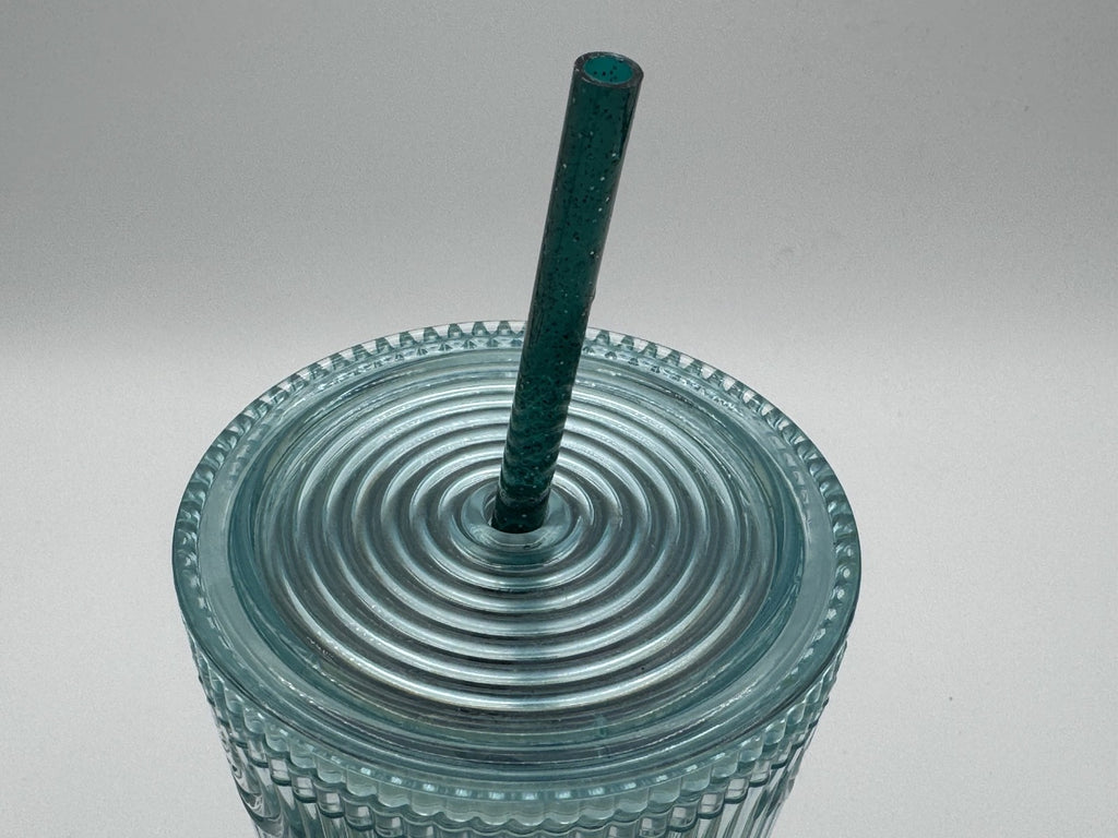 Starbucks 2022 Green Turquoise Iridescent Grande Tumbler w/ NEW Green Straw