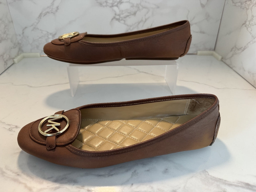 MICHAEL KORS Lillie Moccasin Luggage Brown Flats Ballet Shoes Women's 9.5