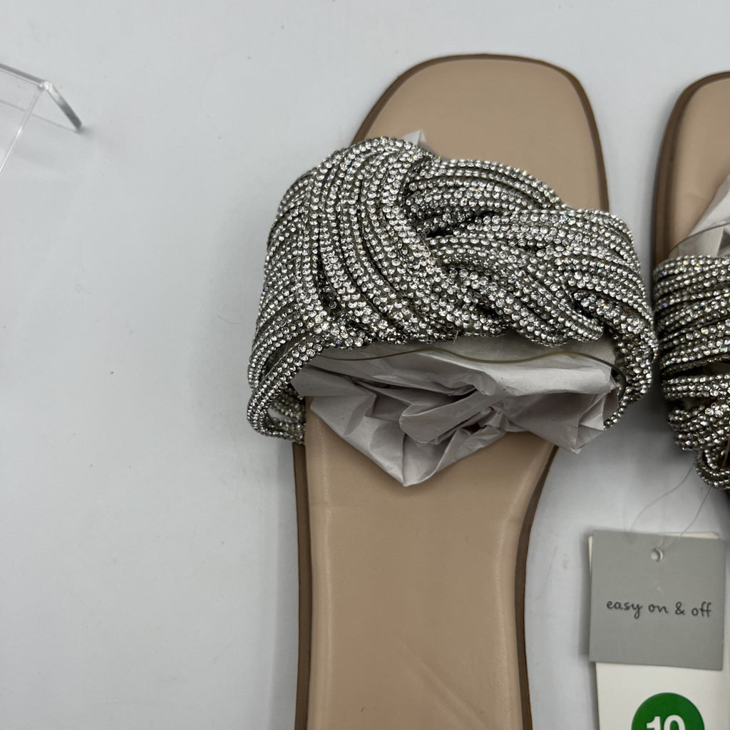 a new day women's slides 546 Sliver Braided Strap Slide Sandals Casual Slip-on