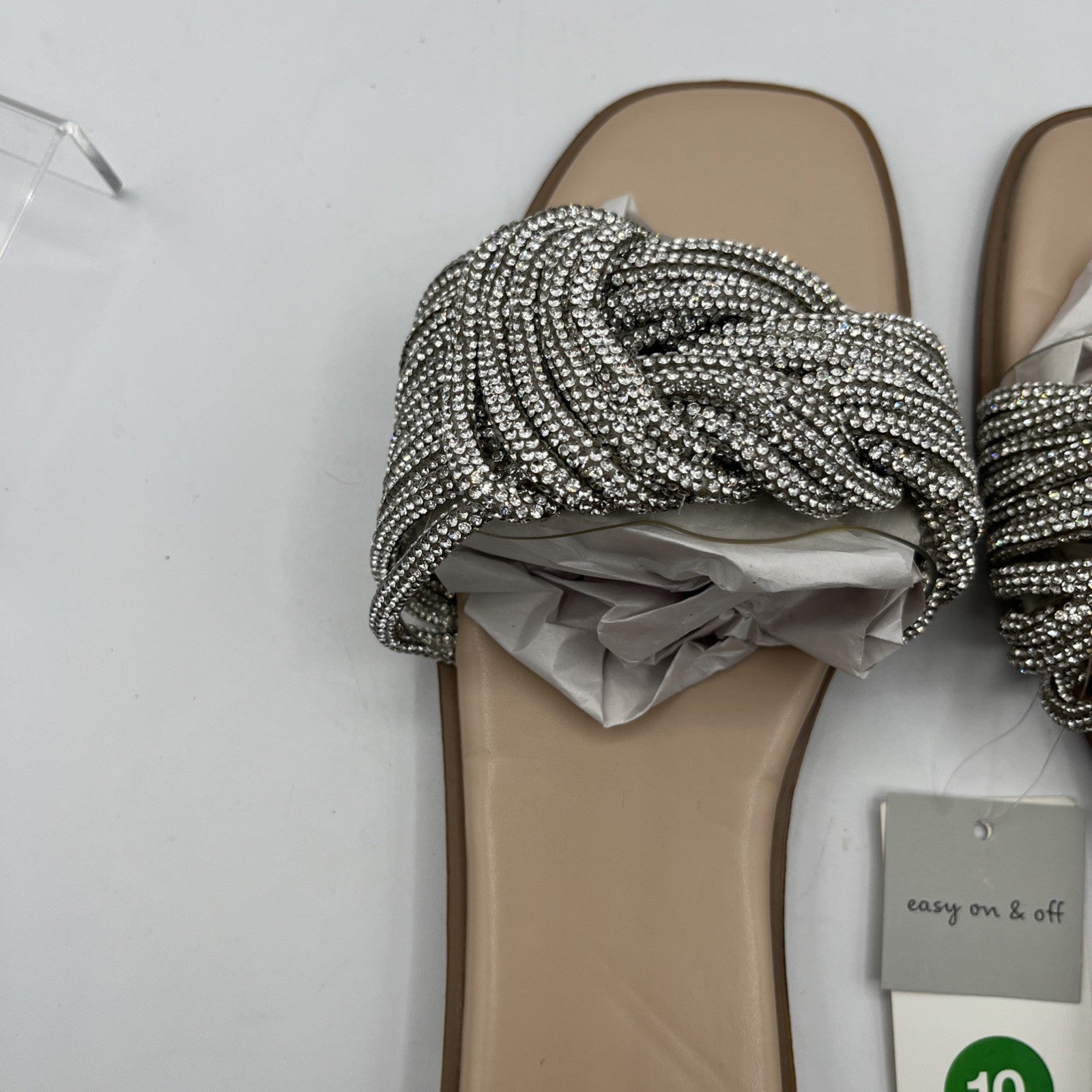 a new day women's slides 546 Sliver Braided Strap Slide Sandals Casual Slip-on