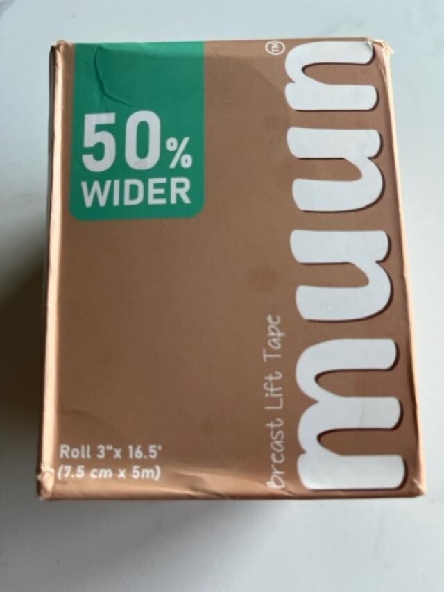 MUUN Breast Lift Tape + Covers 3 inch X 16.5 feet 50% Wider, NIB