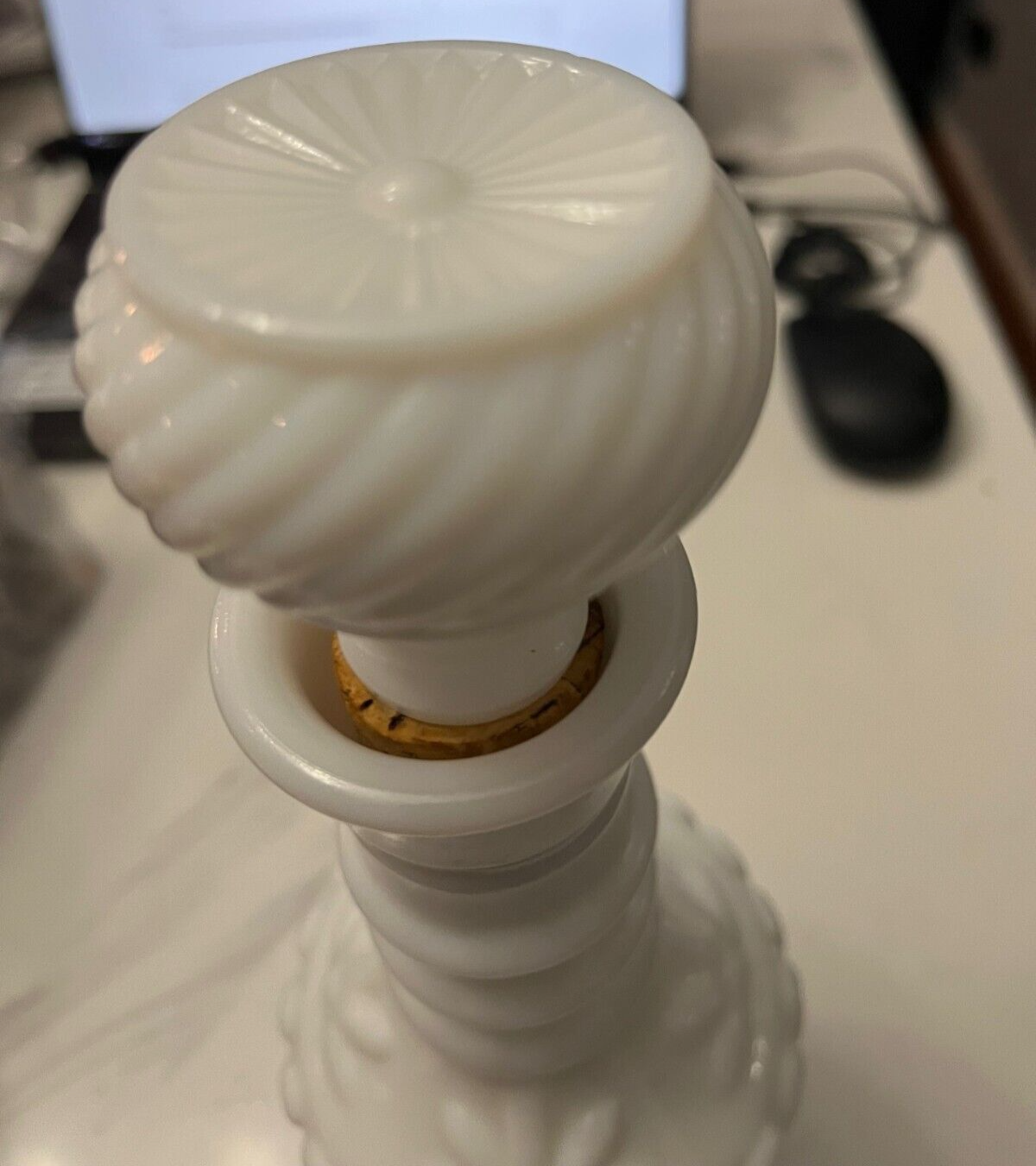 Vintage 1969 Jim Beam Kentucky Derby  Whisky Empty Milk Glass Decanter