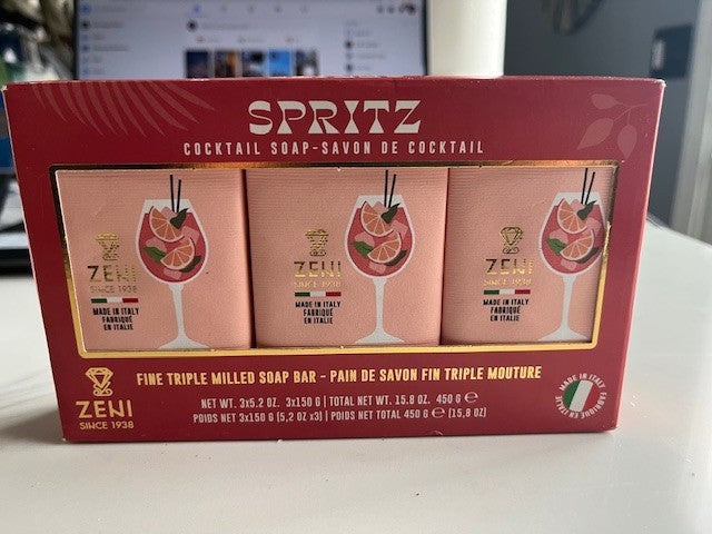 ZENI since 1938 Cocktail Soap SPRITZ Triple Milled ITALIAN 3 bars 5.2 oz each