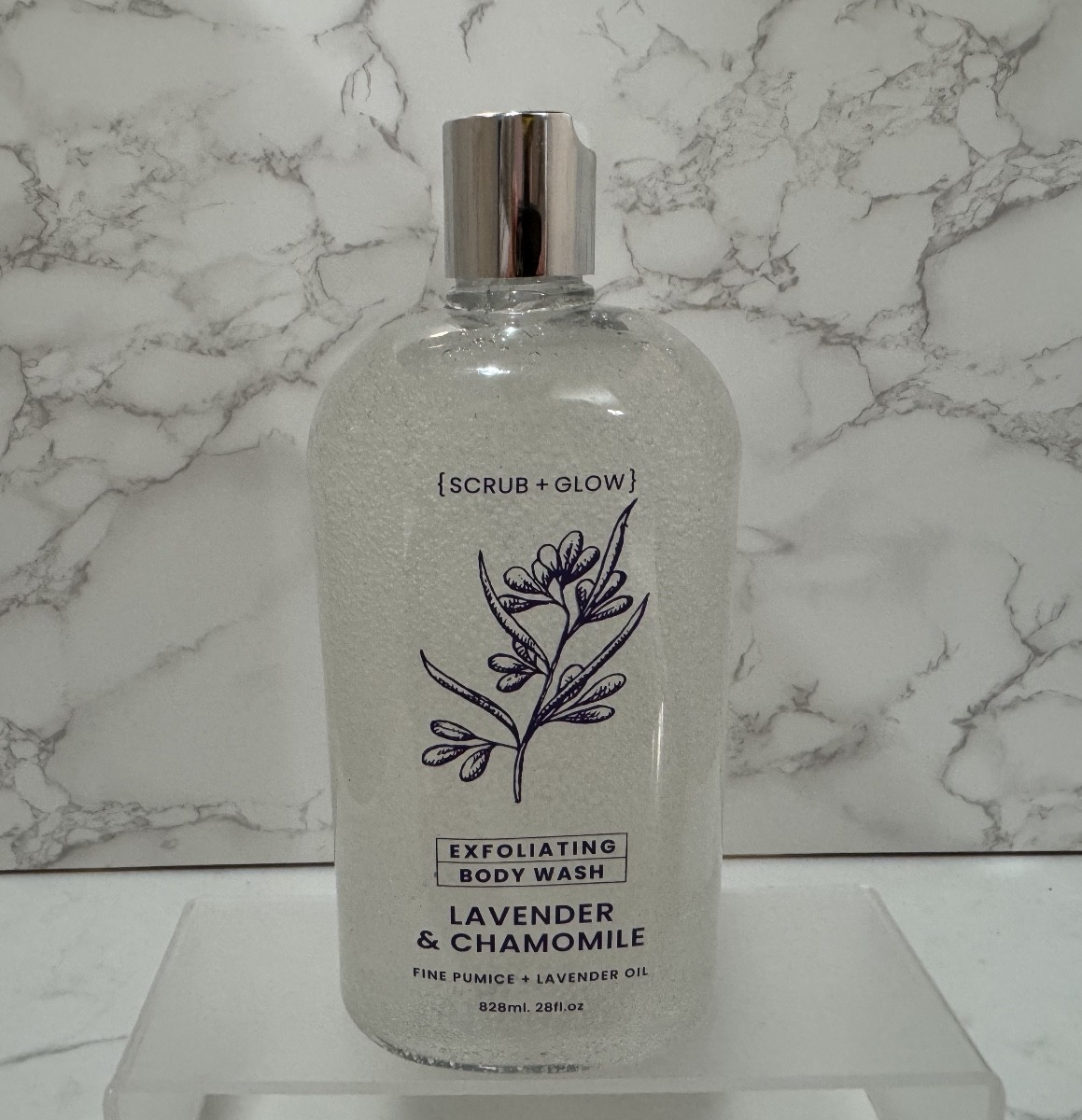 Home & Body Lavender & Chamomile Exfoliating Body Wash, Scrub + Glow 28oz New