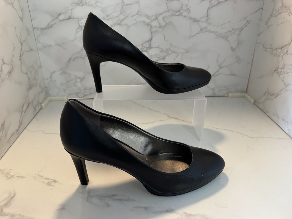 Womens Bandolino Leather Black Pumps, Banbatell 03-SC, 3 inch Heels, Size 9M
