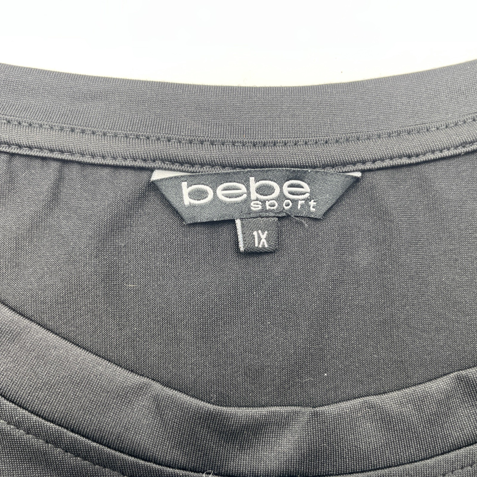 bebe Sport Women Size 1X Shirt Black with Leopard Design Logo, Light Pre-owned