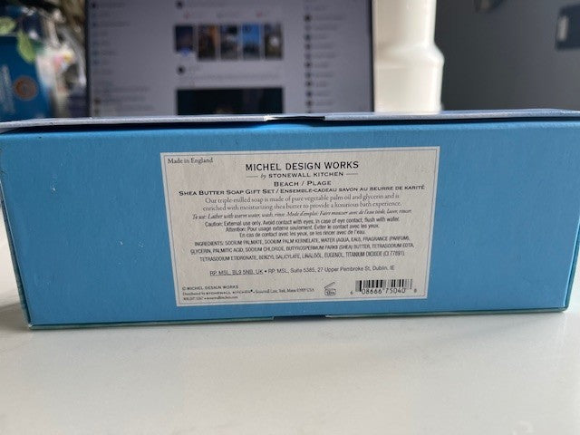 Michel Design Works BEACH Soap Set of 3 x 3.5 oz Wrapped Bars in Gift Box- NIB