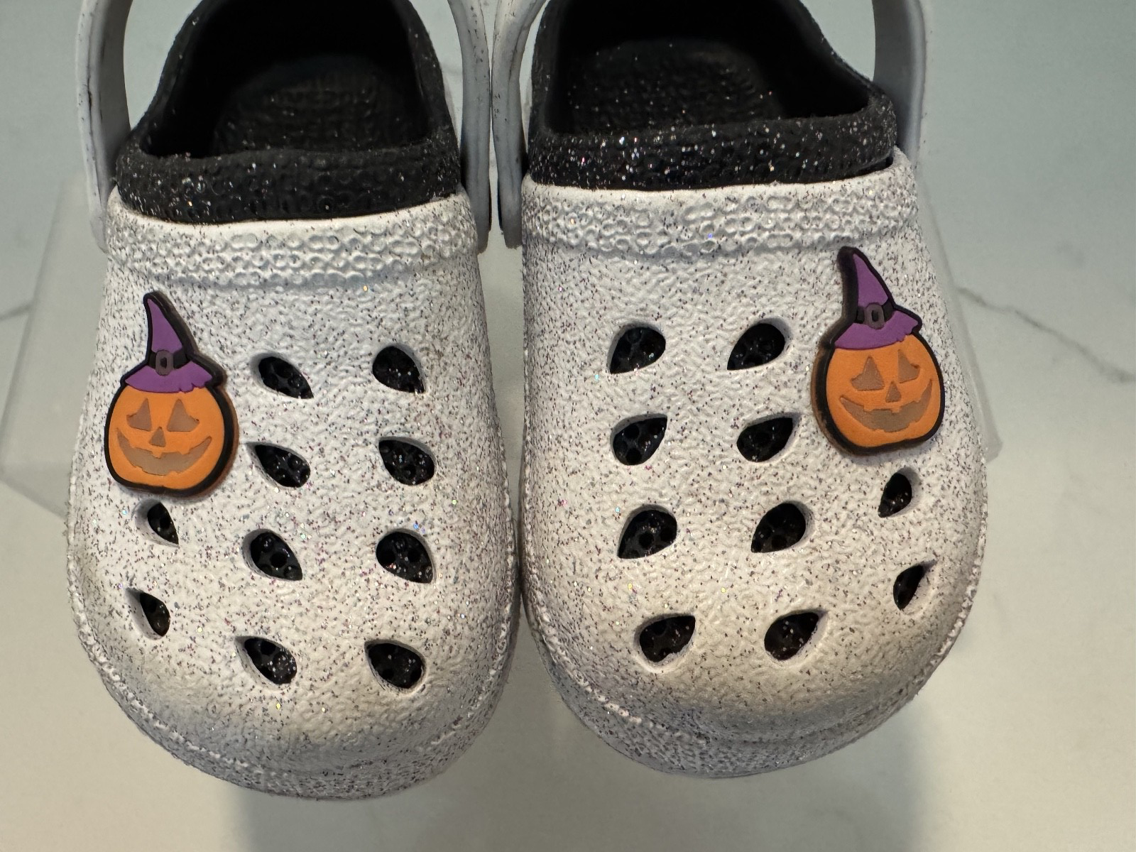 Croc Style Clog Capelli NY Halloween JackOLantern Glitter Sz 7- Preowned