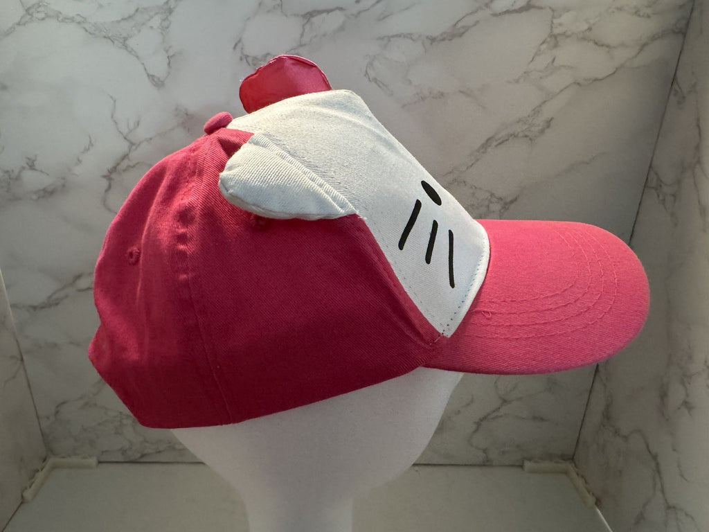 Hello Kitty with Baseball Cap Hat with Pink Ribbon, Pre-owned, Good Condition.