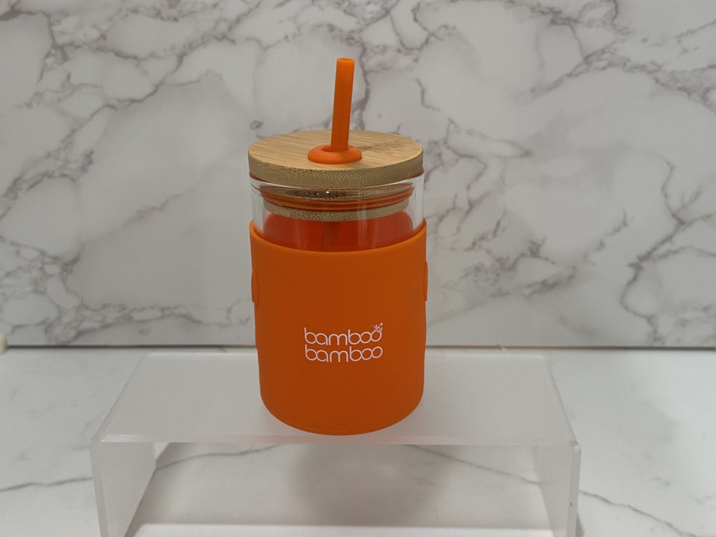 Bamboo Bamboo Children Toddler Jar w/Silicone Straw and Sleeve Orange Unisex NIB