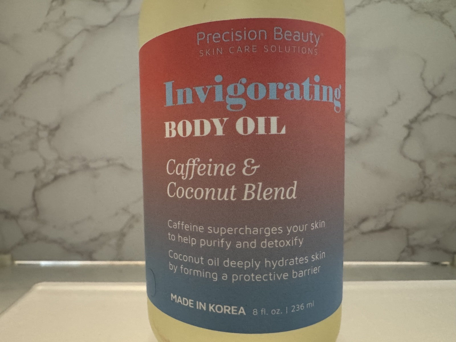 Precision Beauty Caffeine & Coconut Body Oil 236ml Supercharge and Purify, New