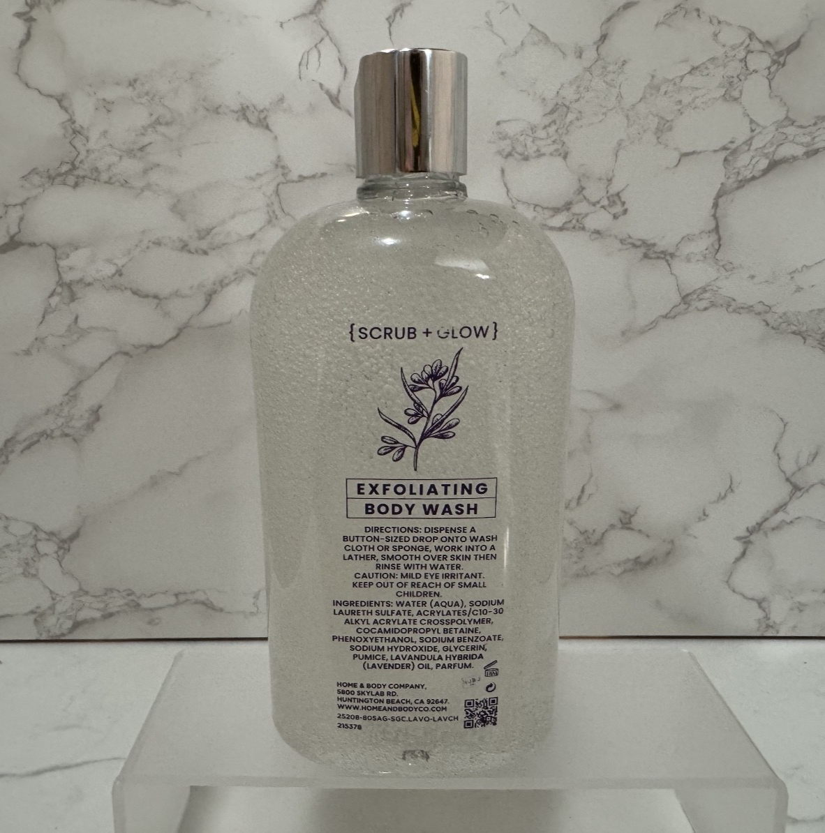 Home & Body Lavender & Chamomile Exfoliating Body Wash, Scrub + Glow 28oz New