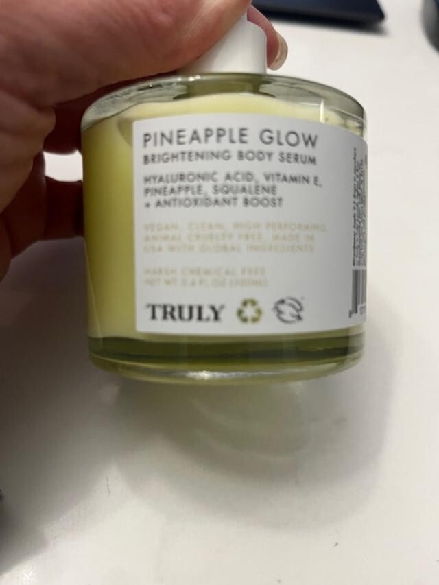 Truly Pineapple Glow Brightening Facial Body Serum 3.4 oz Vegan Hyaluronic Acid
