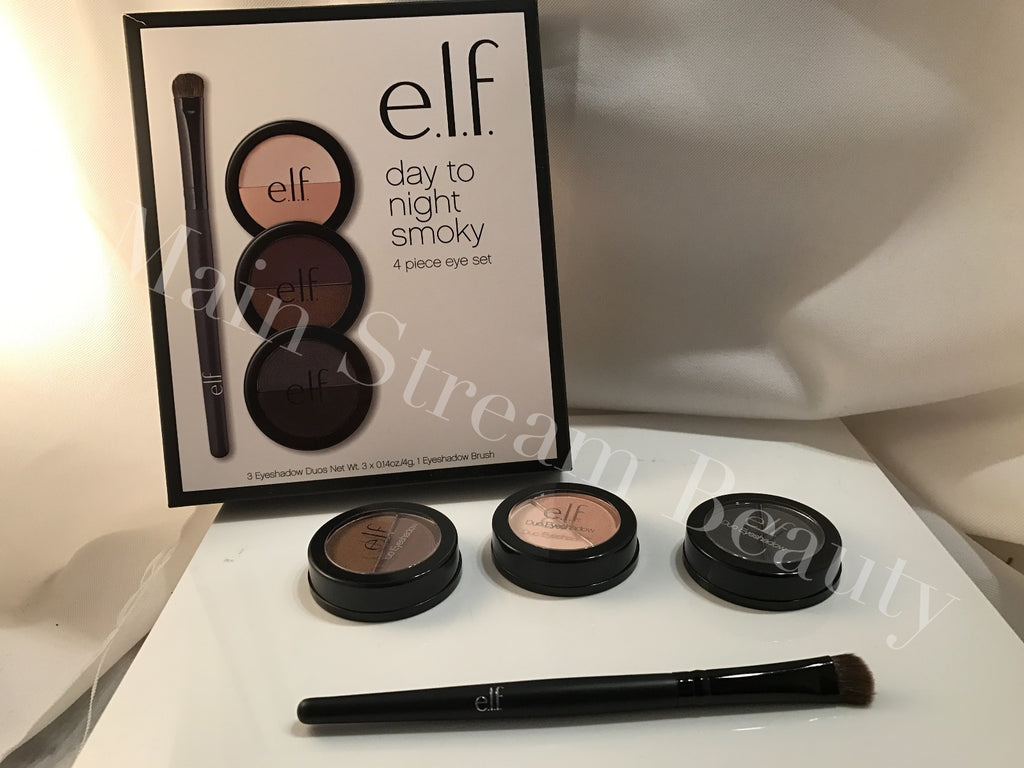 E.L.F. Day to Night Smokey Set 3 Eye shadow Duo and Brush elf Eyeshadow set 4pc