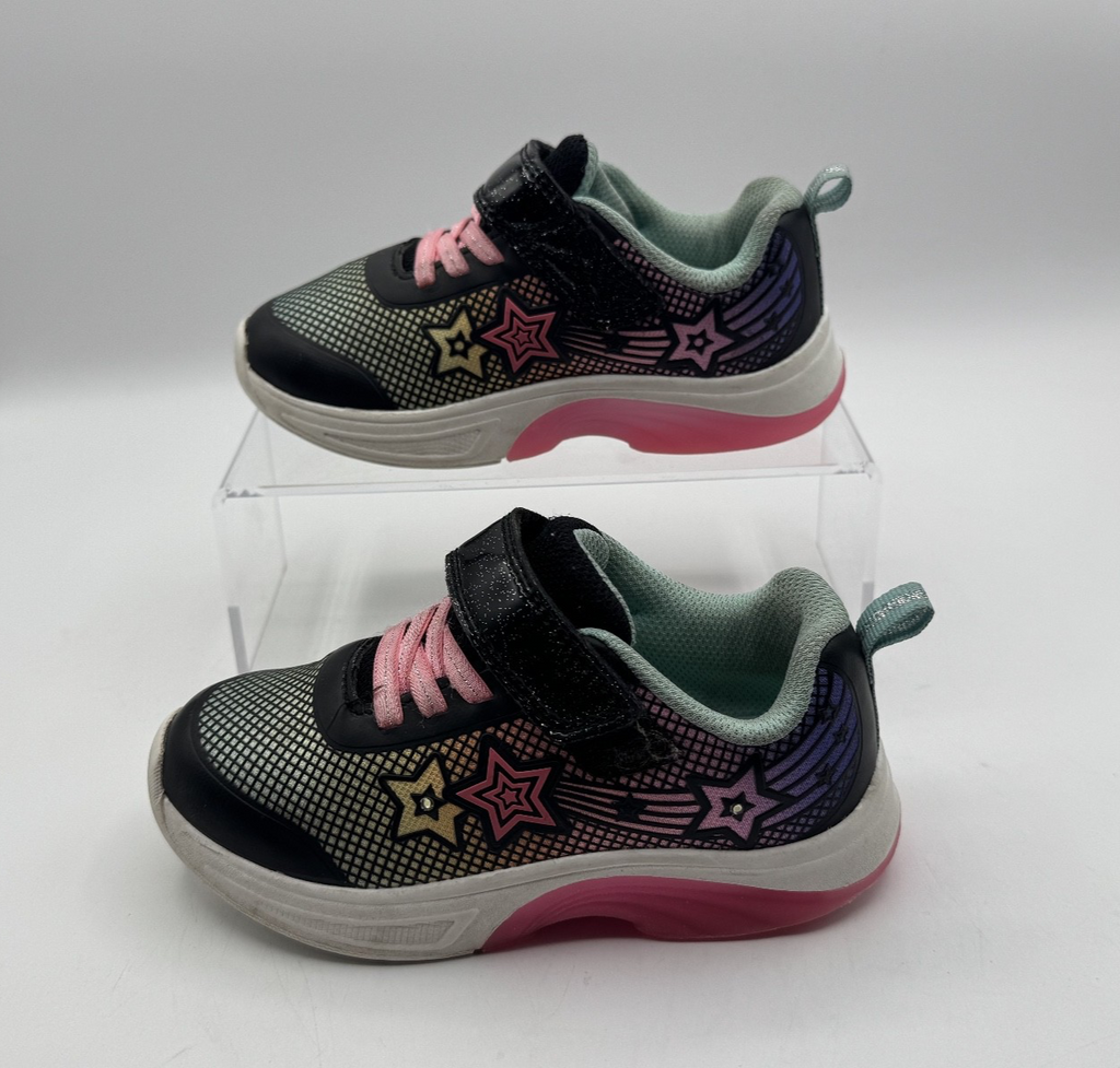 Athletic Works Toddler Girl Star Light Up Sneakers Size 9 with lights, Pre-owned