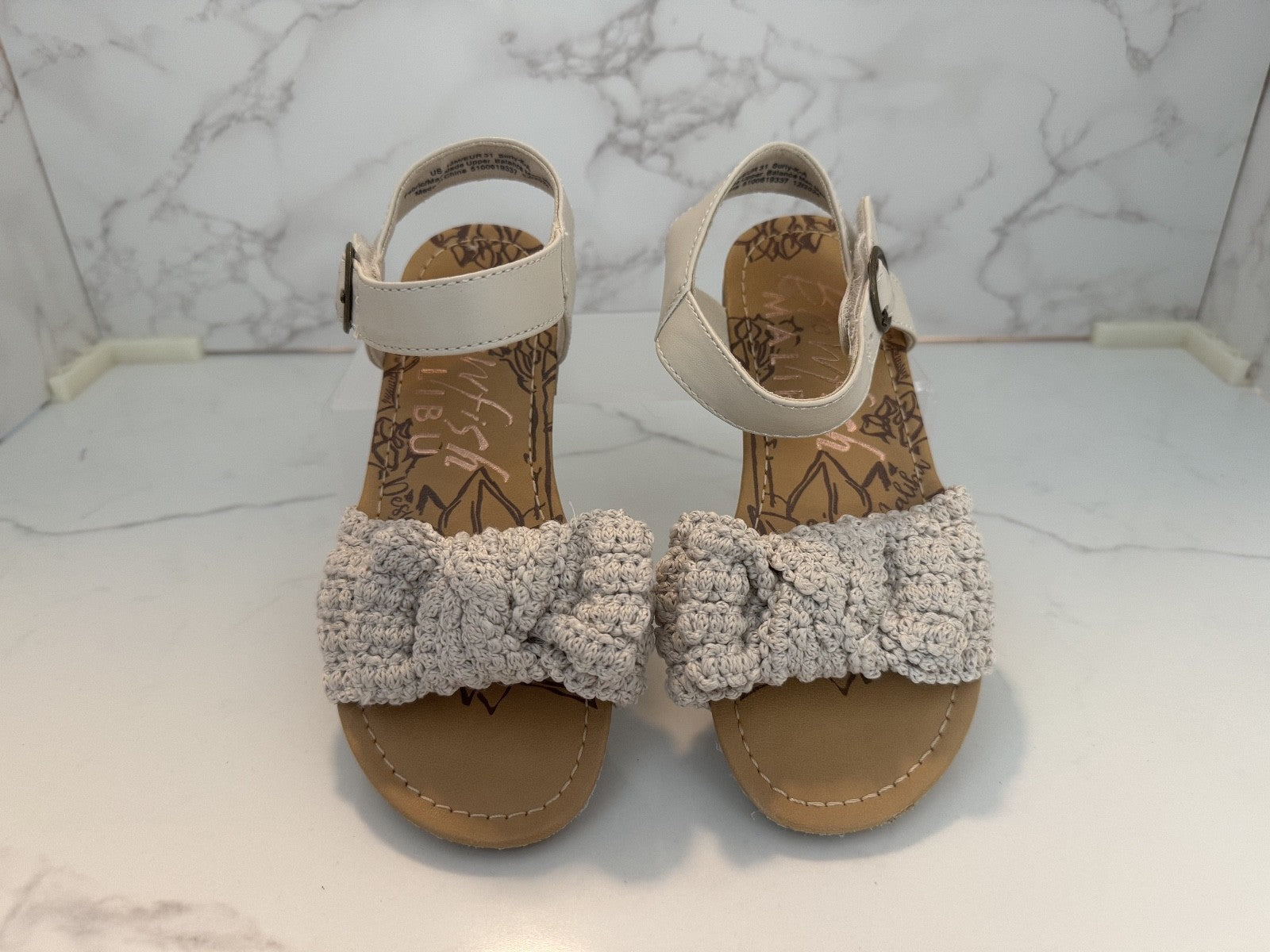 Blowfish Malibu Youth Girls Sassie-K Sandal Knitted Bow White 13 M, Pre-owned