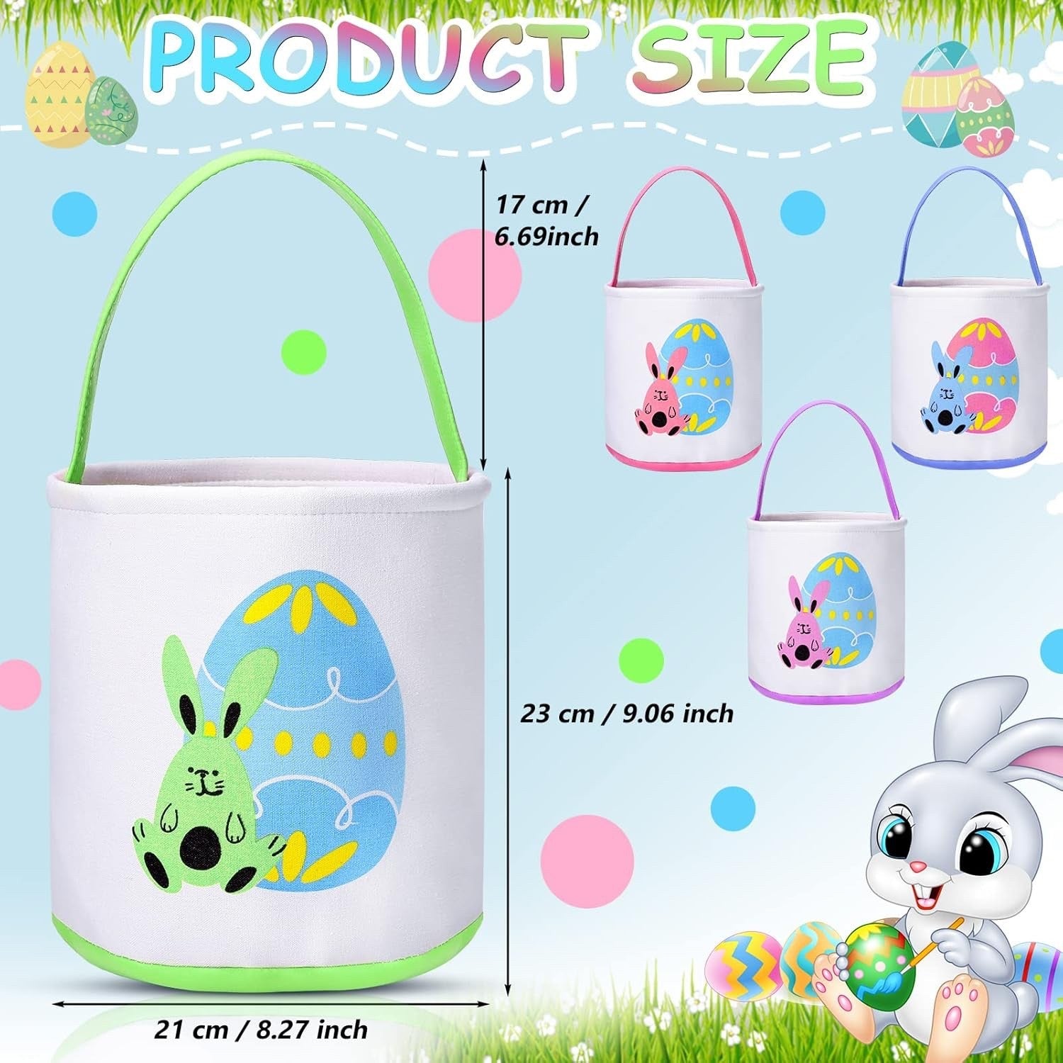 Honeydak 4 Pcs Easter Bunny Basket for Kids Easter Basket Bags Fluffy Tails