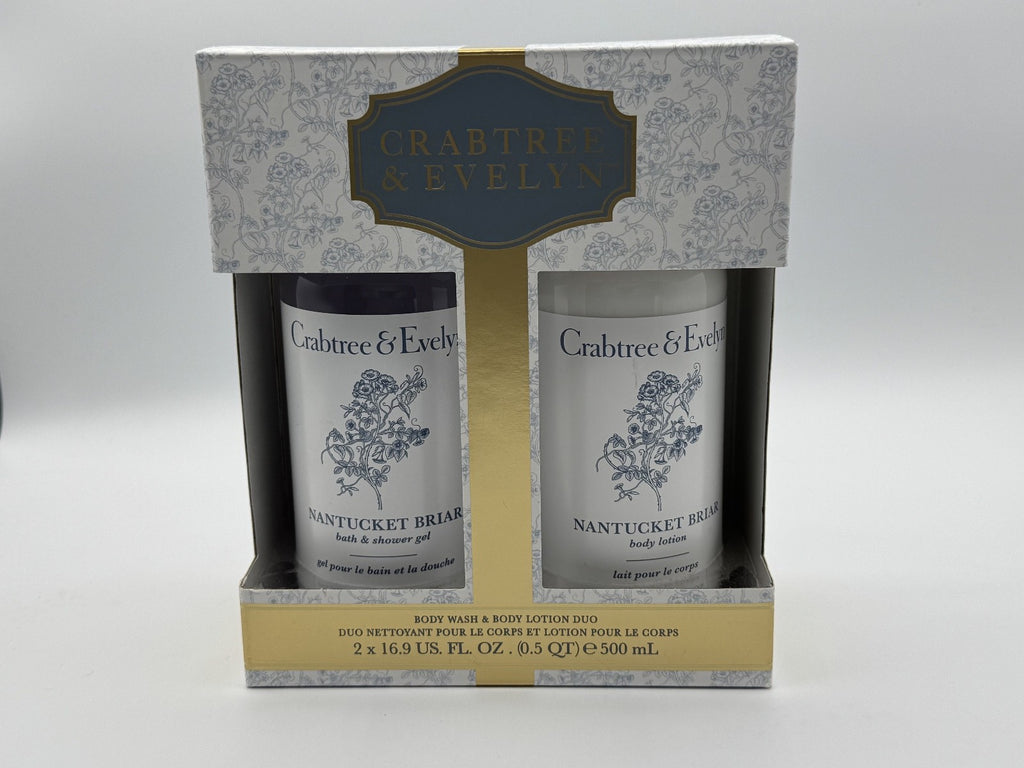 Crabtree & Evelyn Nantucket Briar Bath & Shower Gel + Lotion 2pc Set, NEW