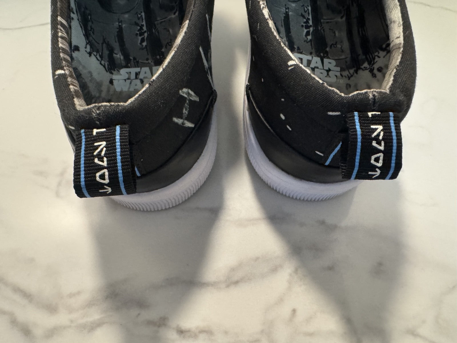 Star Wars x Toms Travel Lite Women's Size W9 Space Print Boat Slip-on Shoes NWOT