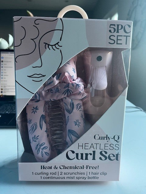 Curly-Q Heatless Curl Set, 5-Piece, Chemical-Free, Protect Hair Add Volume NIB