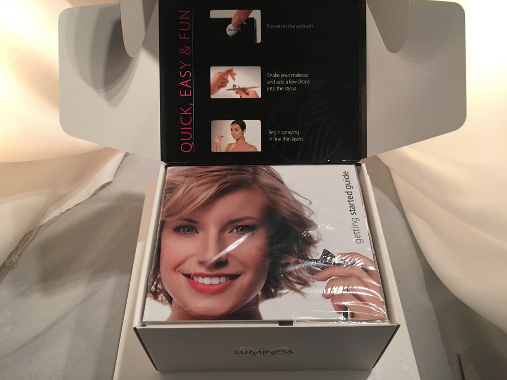 Luminess Air Airbrush White Legend System & Pink Tip No Drip Stylus 4pc Med/Warm