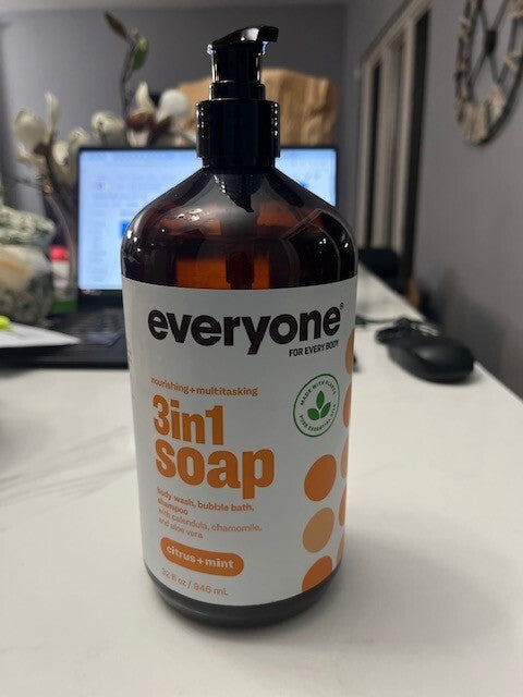 Everyone 3 In 1 Soap Citrus & Mint Body Wash, Bubble Bath, Shampoo, 32oz New