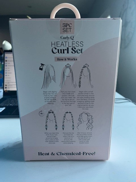 Curly-Q Heatless Curl Set, 5-Piece, Chemical-Free, Protect Hair Add Volume NIB