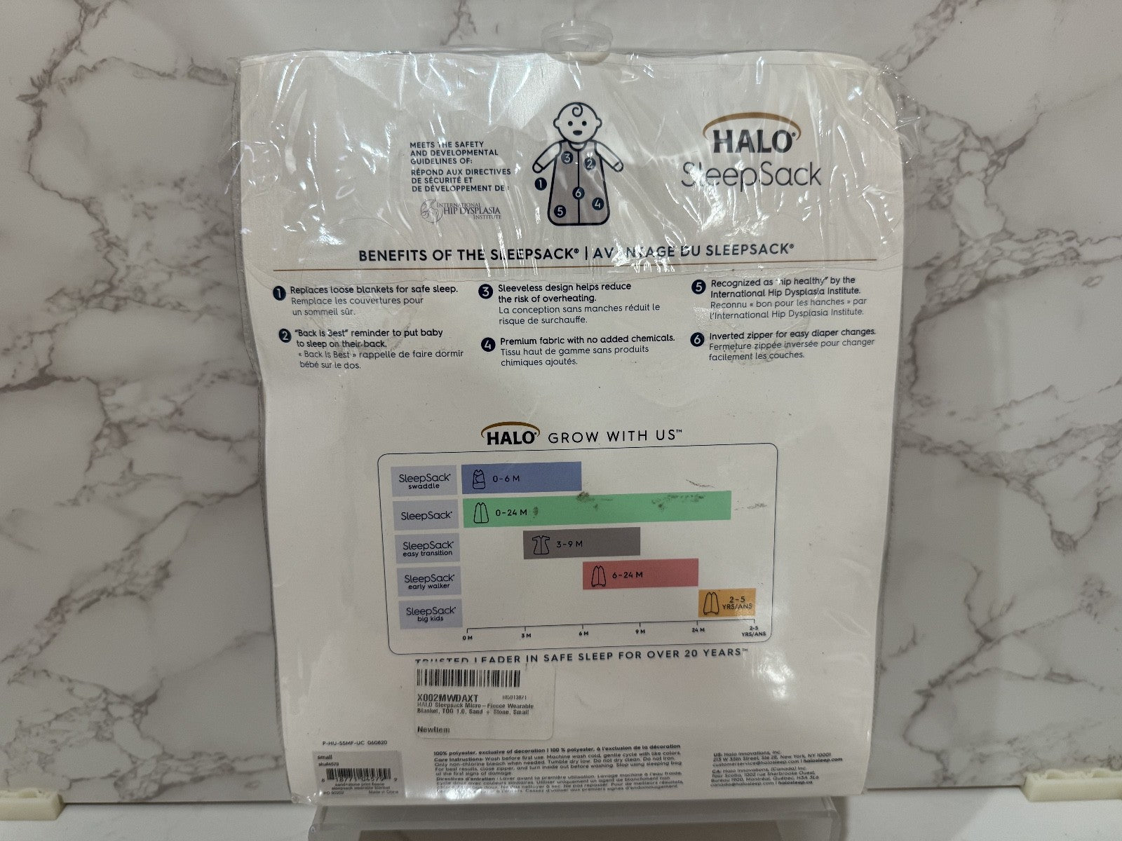 HALO Sleepsack 100% Cotton Wearable Blanket - Gray/White Cameo - New Sealed