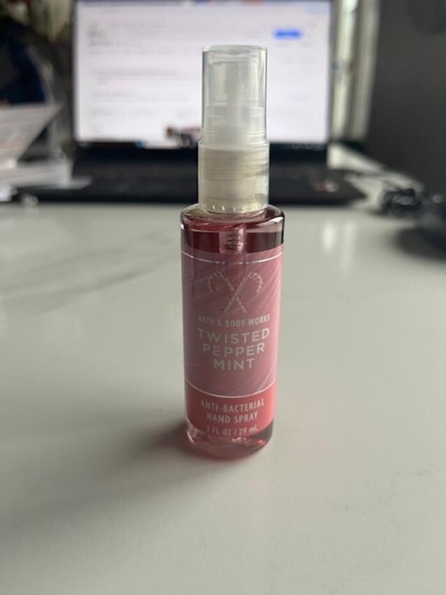 Bath and Body Works Travel Size TWISTED PEPPERMINT hand cream & Bacterial Spray