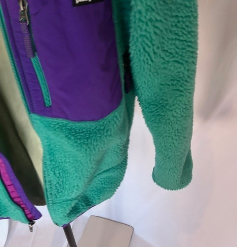Patagonia Girls Youth Size 12, RETRO-X Sherpa coat, Green/Purple- Pre-owned