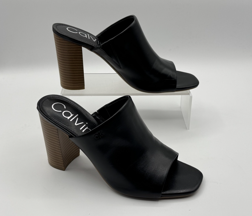 Calvin Klein Women's Jotie Block Heel Dress Sandals Black, Size 8m, pre-owned