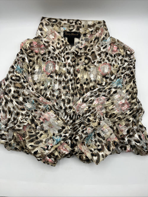 Ashley Stewart Plus Women's LIGHTWEIGHT Leopard ANIMAL PRINT Blouse 2XL Pre-own
