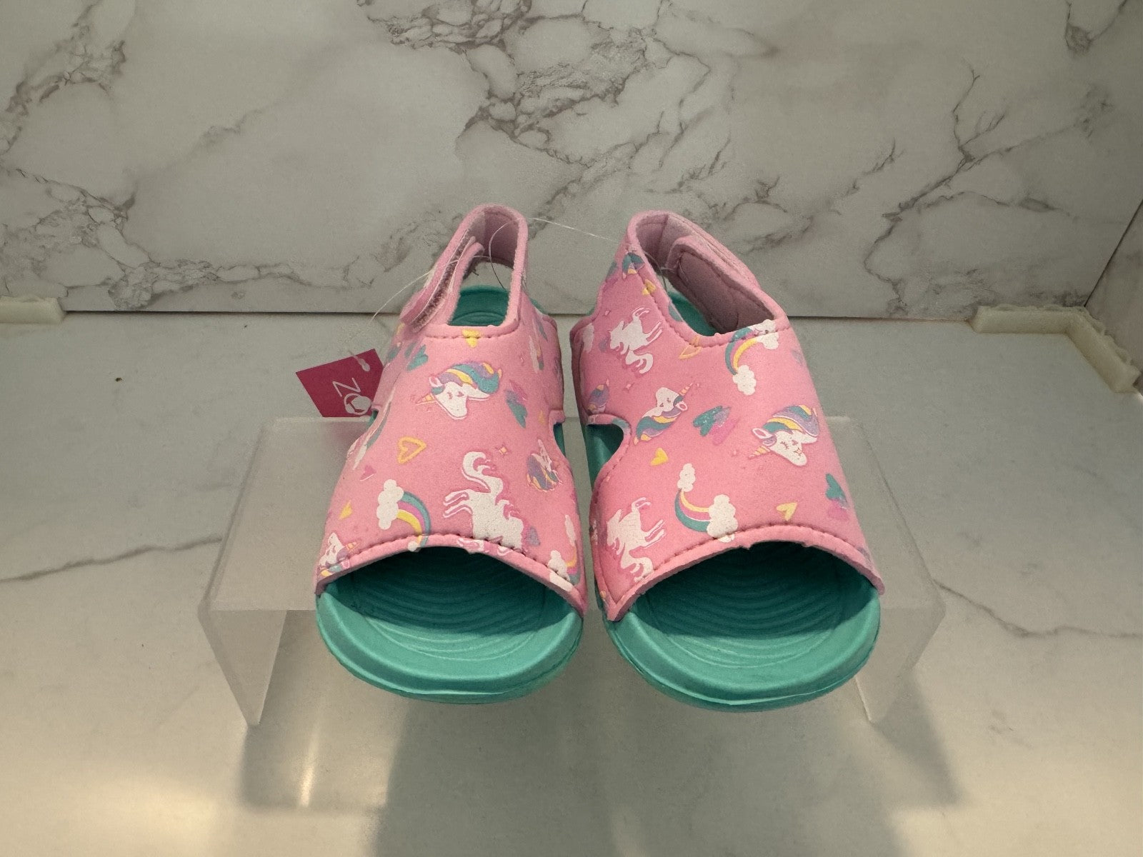 Zoogs Toddler Girls Water Sandals Size 7 Pink Teal Unicorn Beach Pool Summer NWT