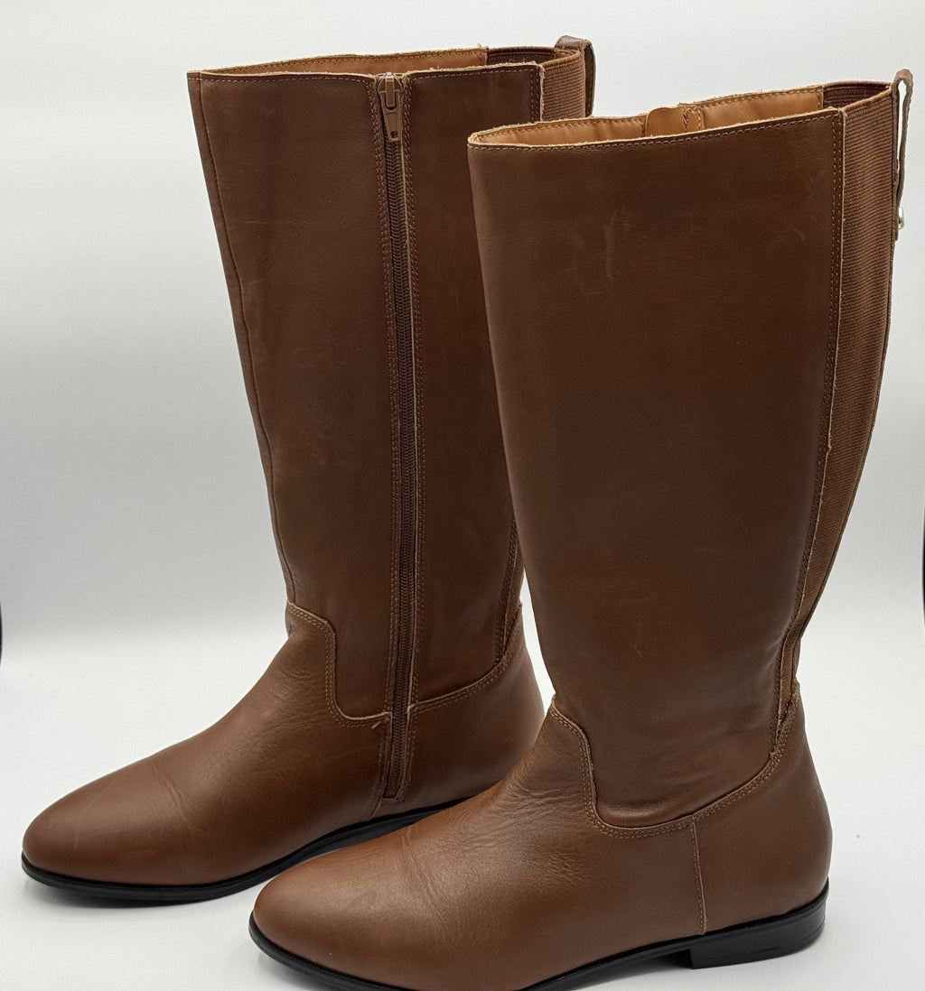 Women’s Aldo Brown Tall Leather Boots w/Zipper, Calf High Boots, NWOT Size 9