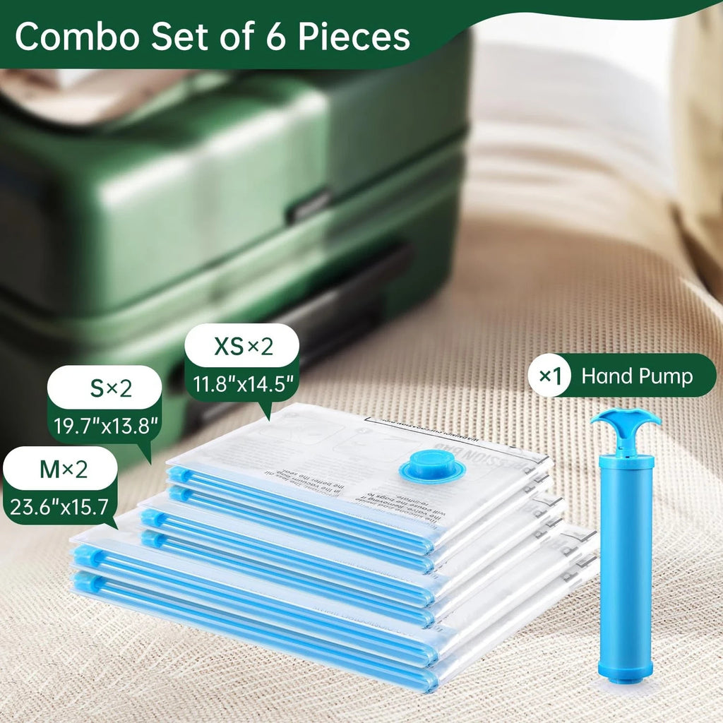 Brodi Travel Essentials Vacuum Bags - Space Saver Combo Pack 6 Bags w/Pump NEW