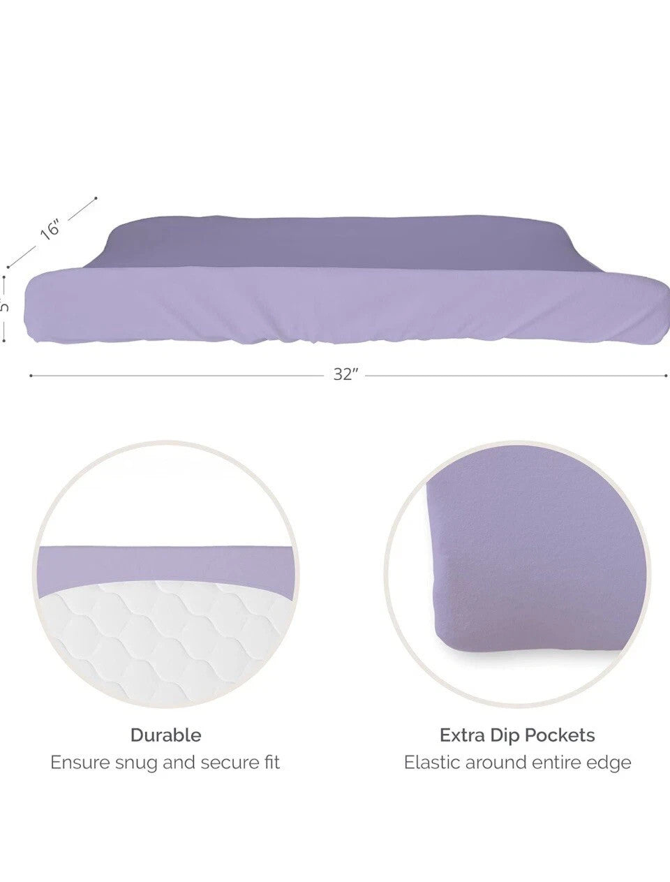 Natemia Lilac Organic Changing Pad Cover 100% Jersey Cotton 32"x17" Sealed New