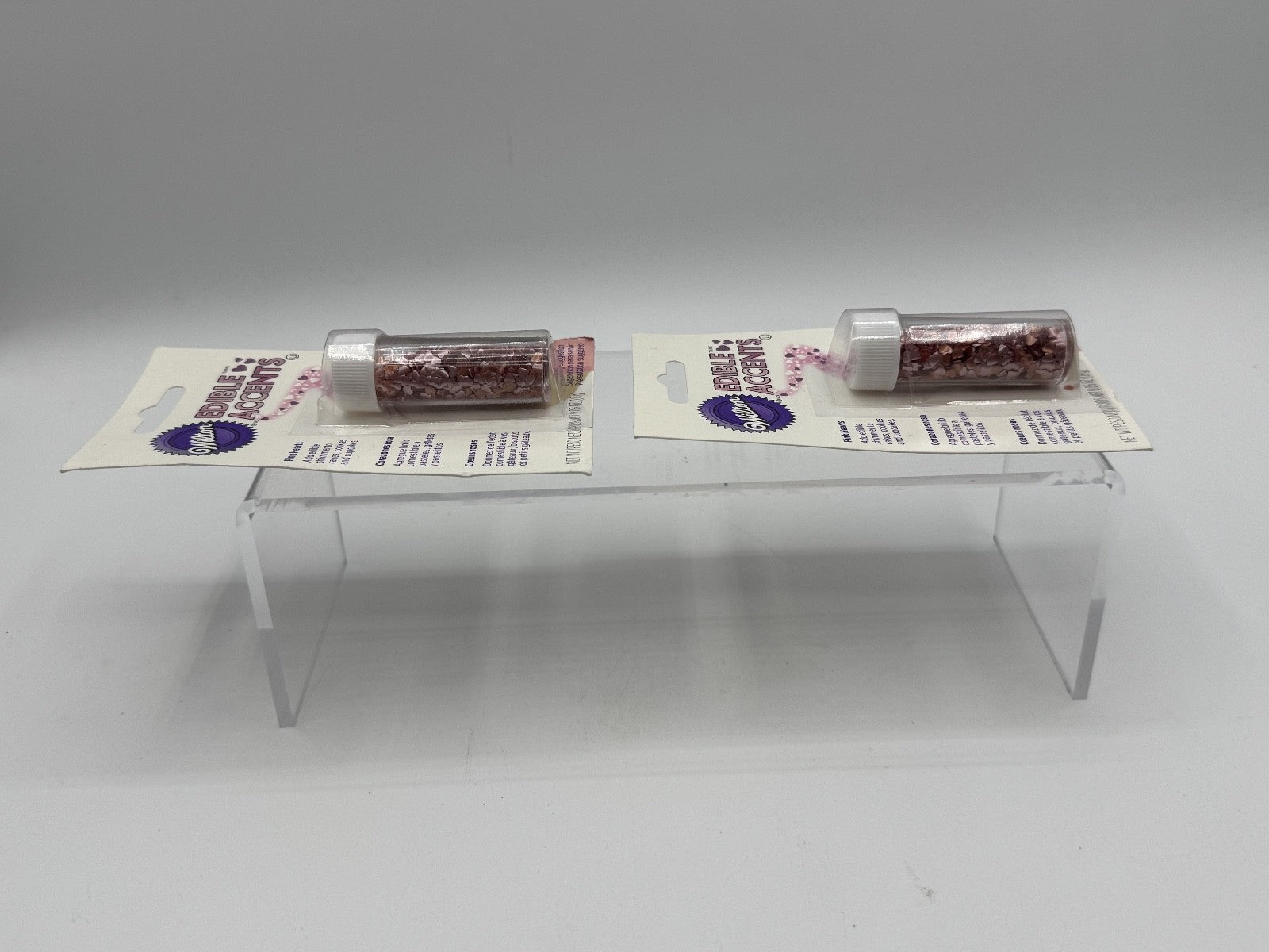 2 pk. Wilton Edible Accents pink hearts .04ozs, for Baking, Cookies, Cakes, NEW