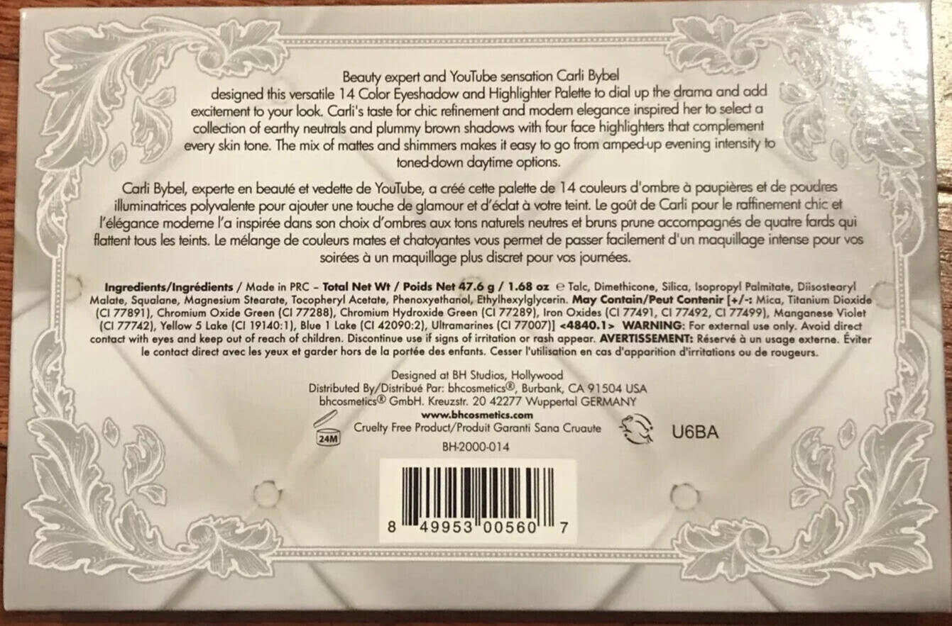 BH Cosmetics Carli Bybel Limited Edition 14 Color Eyeshadow Highlighter Palette