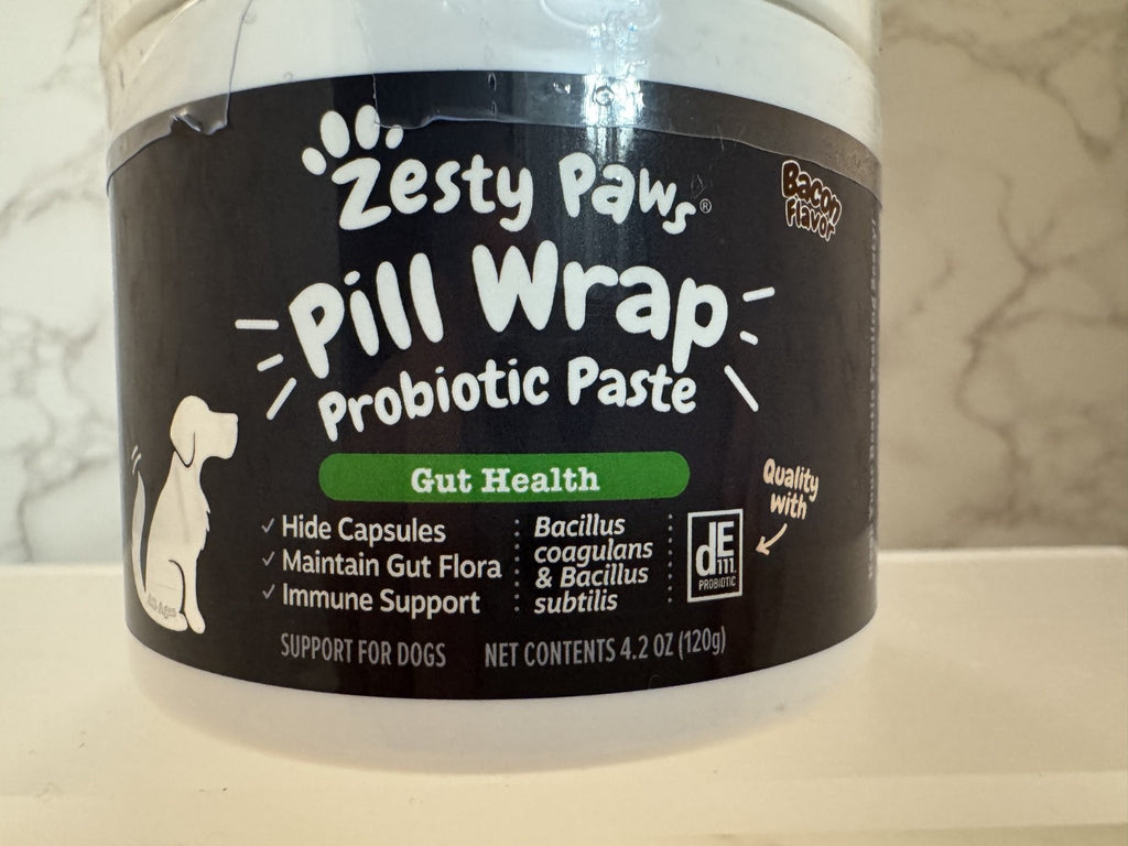 Zesty Paws Pill Wrap Probiotic Paste Gut Health, Bacon Flavor for Dogs Exp 03/26