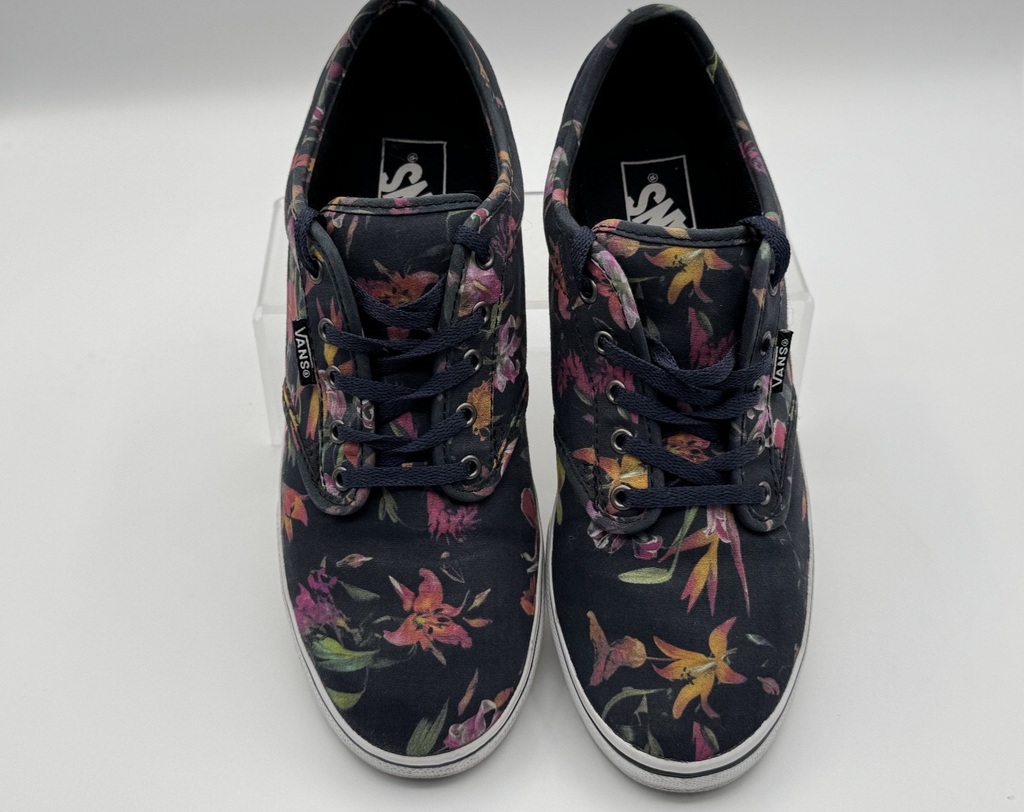 Vans Authentic Low Pro Floral Sneakers In Black Bloom Size 7.5 Womans Skate Shoe