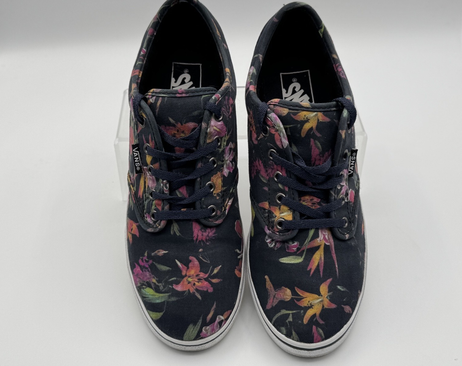 Vans Authentic Low Pro Floral Sneakers In Black Bloom Size 7.5 Womans Skate Shoe