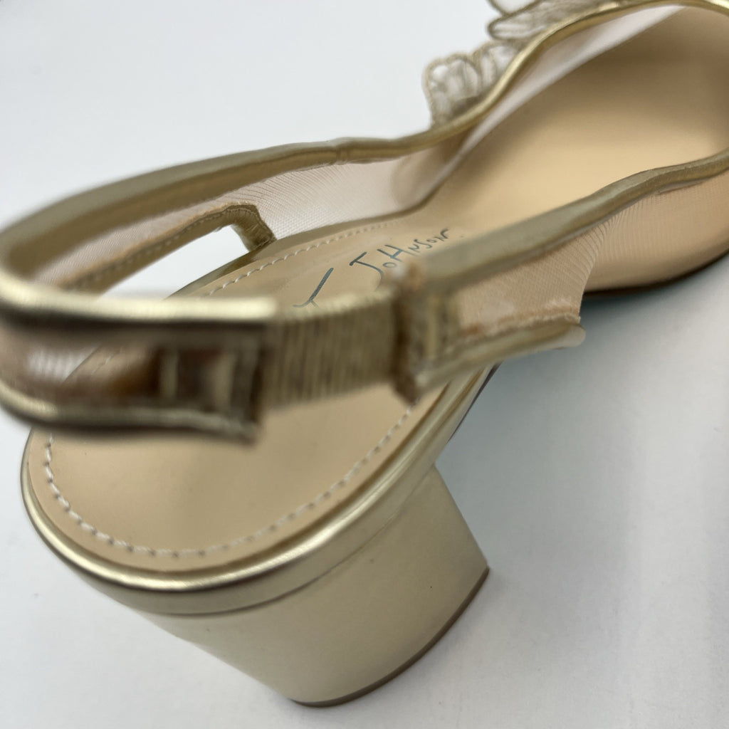 Betsey Johnson Women's Petra Flower Pump Sz 5 Slingback Pointed Toe Gold Sandal
