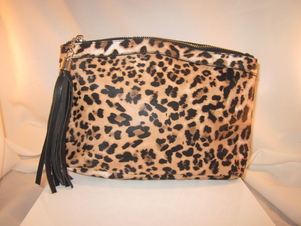 Luminess Air 11x7 Leopard Print Canvas Coated Pouch Makeup Foundation Travel bag